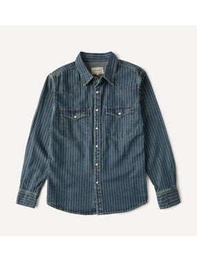 Slim Fit Wabash Striped Indigo Western Shirt M🇺🇸shipp